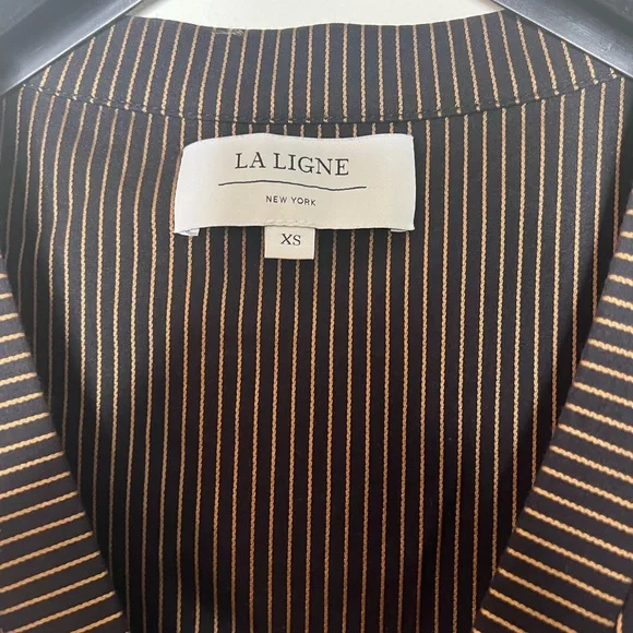 La Ligne Ruched Striped Cotton blend Gitane Dress in Midnight XS - Picture 7 of 7